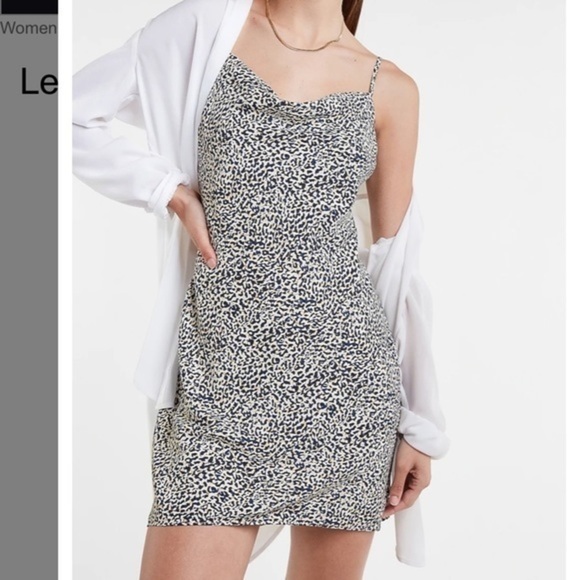 Leopard Cowl Neck Slip Dress MIDI NWT size small women's cocktail prom outfit - Picture 3 of 8